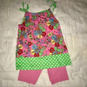 Hanna Andersson sz8 3pc set 2 Tunics & 1 Shorts s9